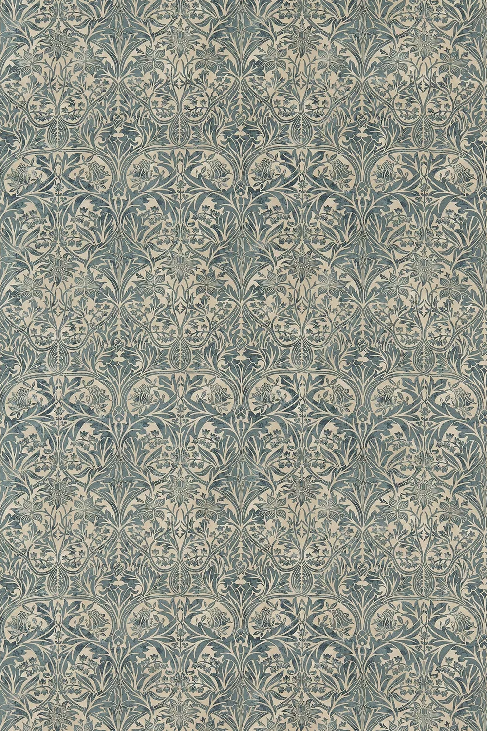 Bluebell by Morris - Seagreen / Vellum - Fabric : Wallpaper Direct