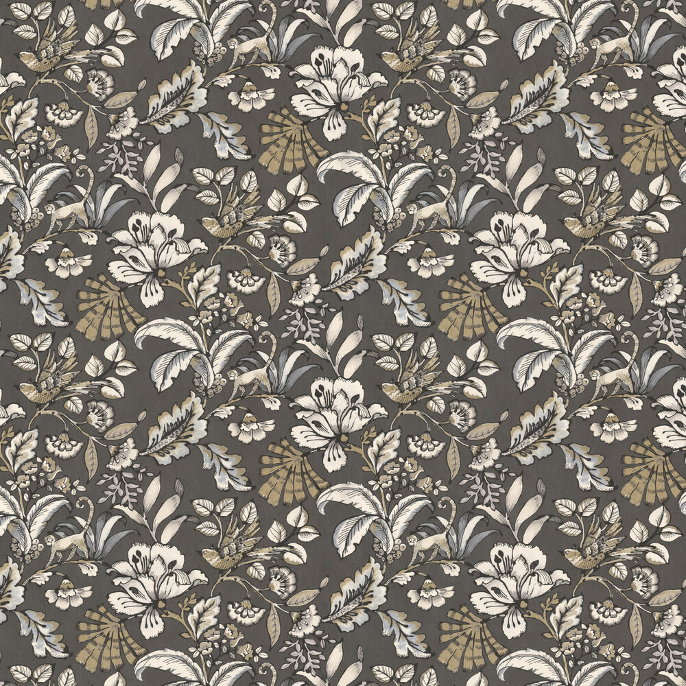 Paiony Wallpaper - Anthracite - by Casamance