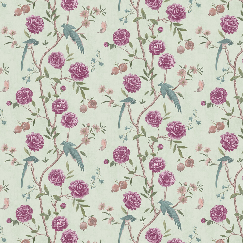 Chinoise Floral Wallpaper - Mint - by Arthouse