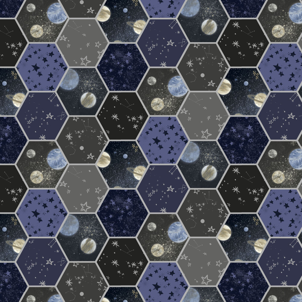 Space Hex Wallpaper - Multi - by Arthouse