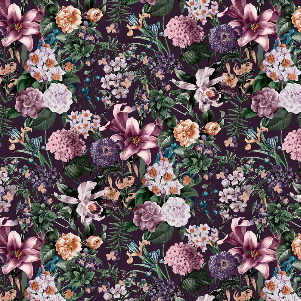 Glasshouse Flora Wallpaper - Amethyst - by Graham & Brown