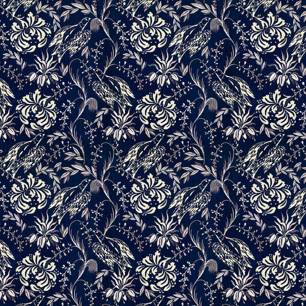 Folk Embroidery by Mind the Gap  Indigo  Wallpaper  Wallpaper Direct