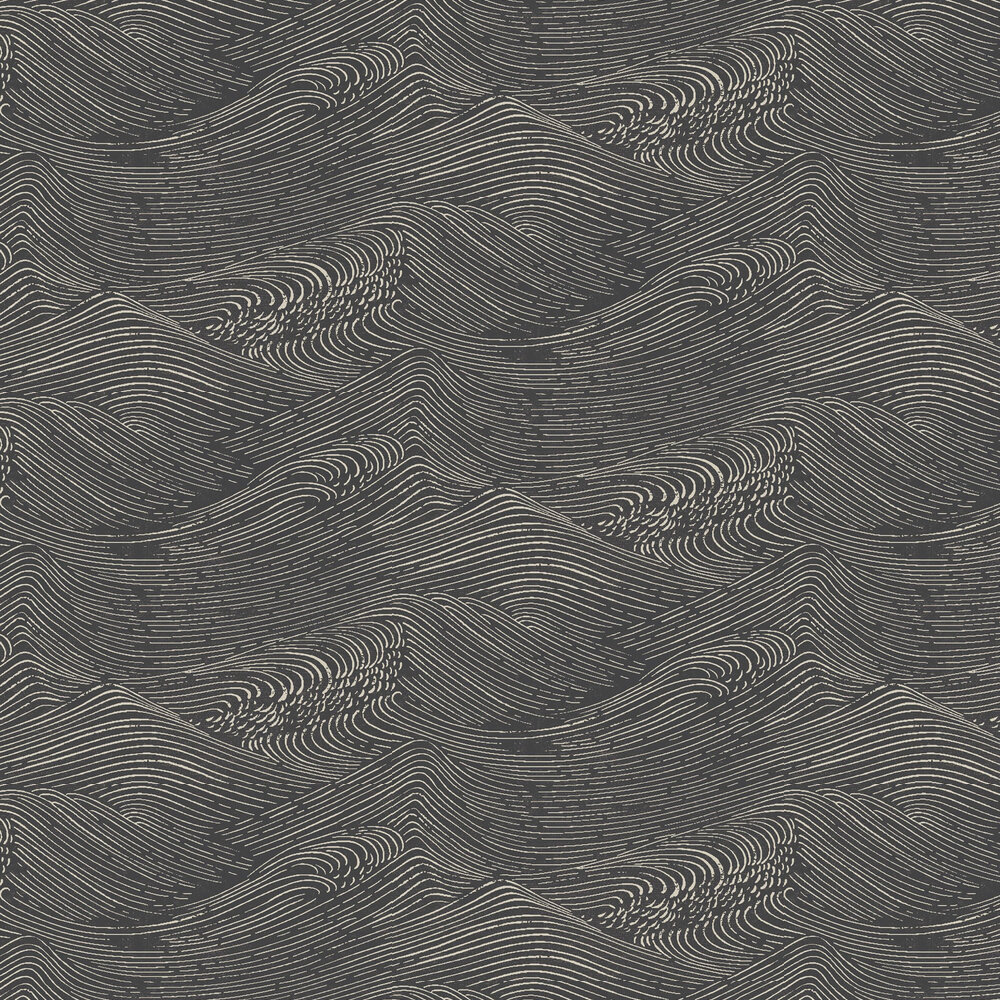 Waves Wallpaper - Black - by Eijffinger