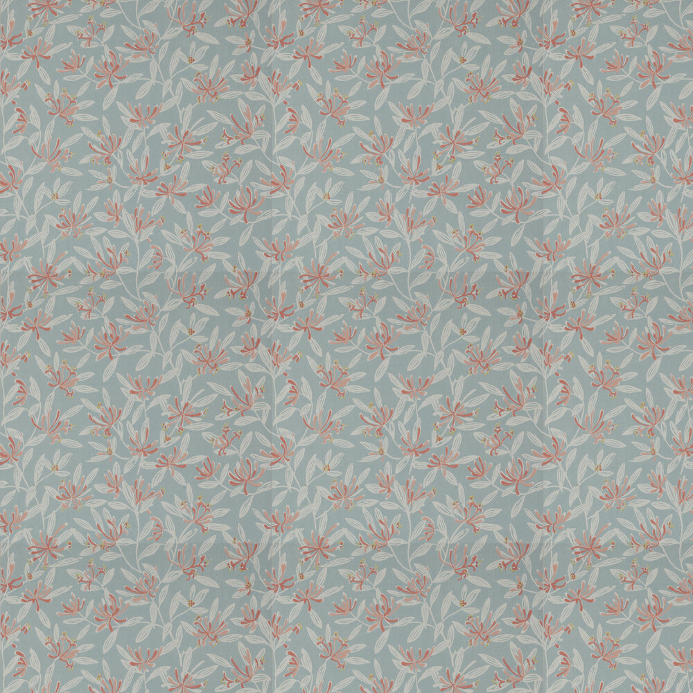 Nerissa Wallpaper - Soft Blue/ Pink - by Jane Churchill
