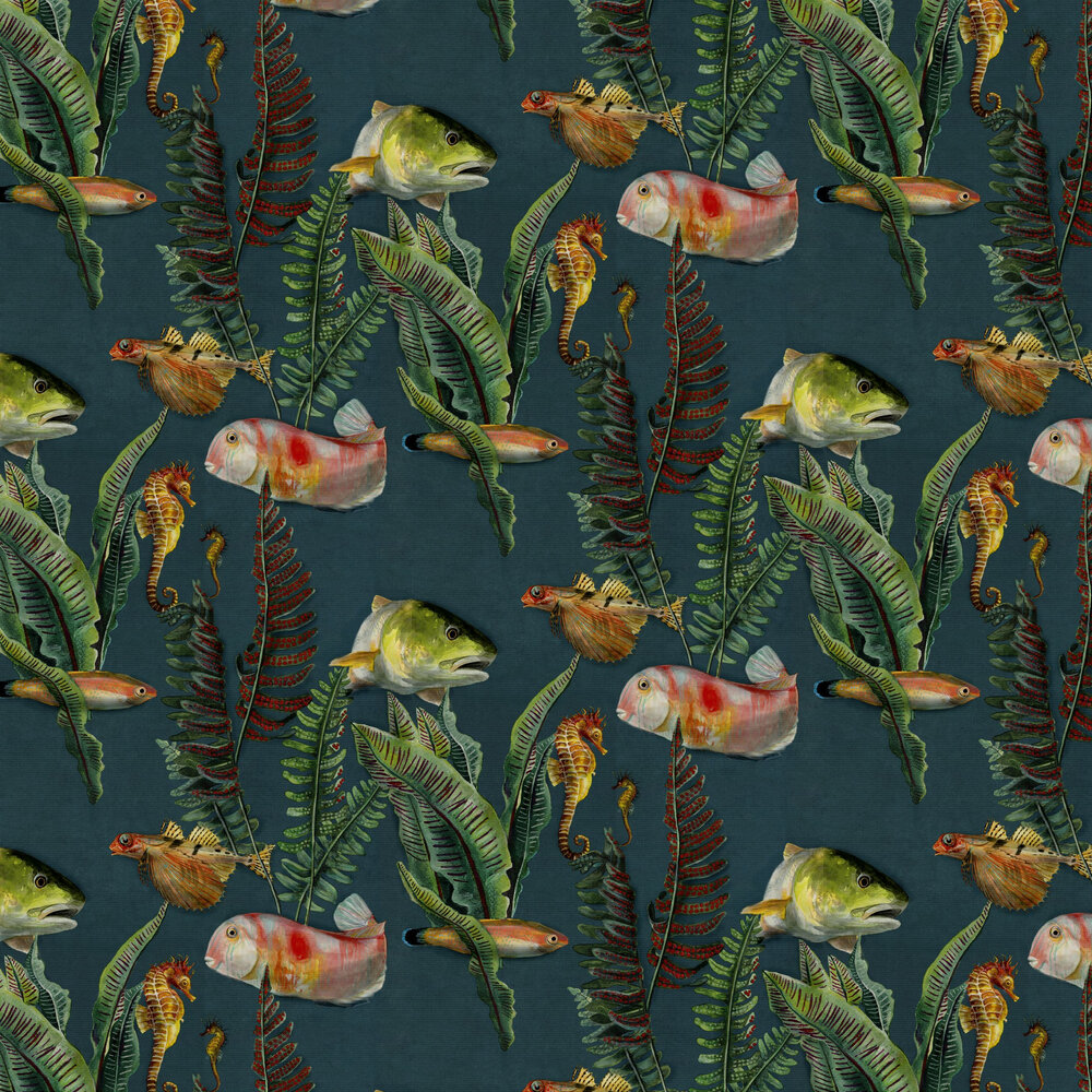 Bank of Fish Wallpaper - Lagoon - by Coordonne