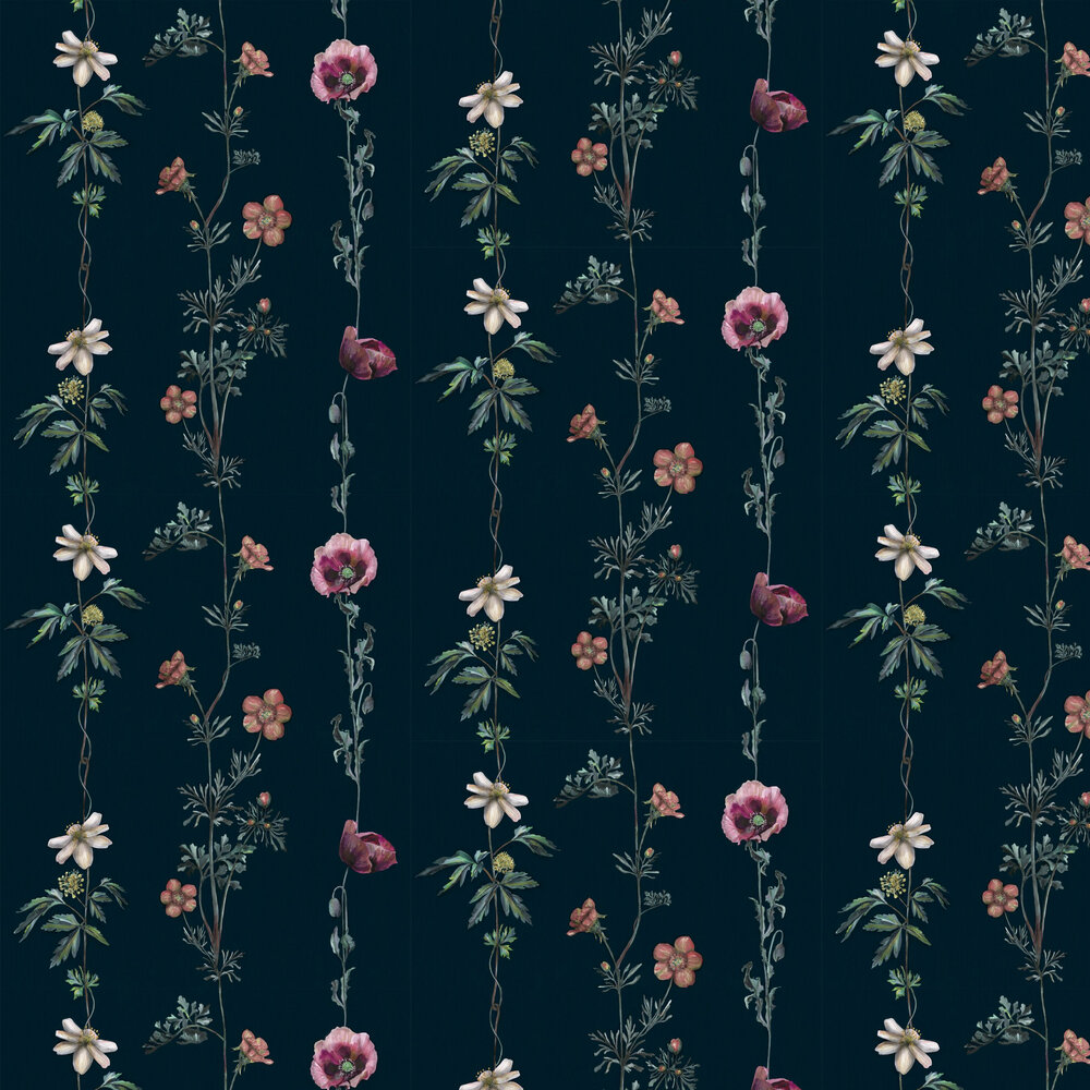 Climbing Flowers Wallpaper - Marine - by Coordonne