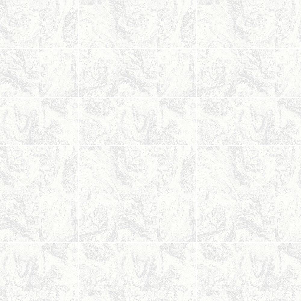 Glitter marble tile Wallpaper - White - by Contour