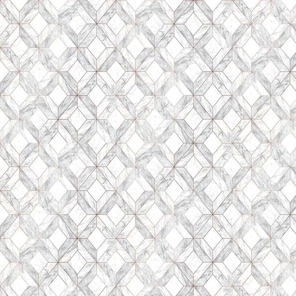 Contour Marble Marquetry Grey Wallpaper