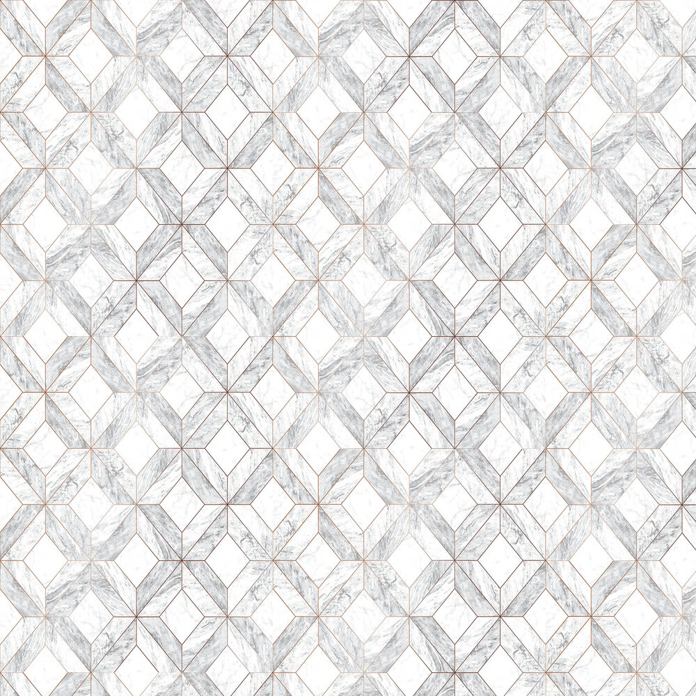 Marble Marquetry Wallpaper - White - by Contour