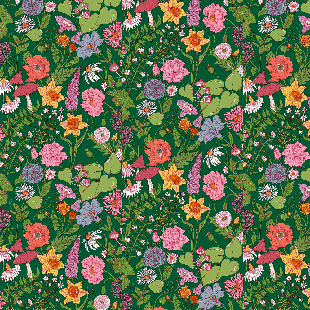 Bloom Wallpaper - Green - by Wear The Walls