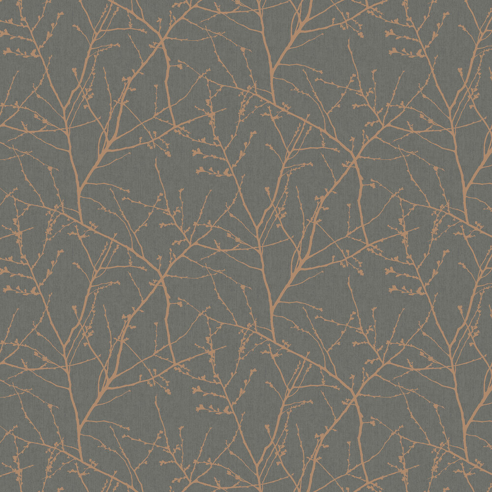Innocence Wallpaper - Charcoal/Copper - by Superfresco Easy