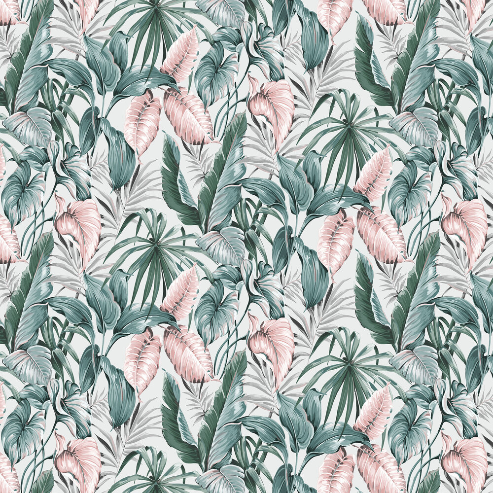 Leaves Exotique Wallpaper - Light grey/pink - by Superfresco Easy
