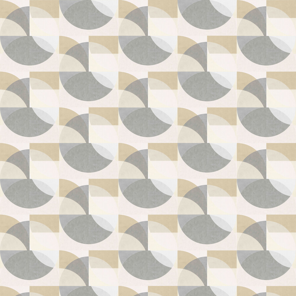 Geometric Circle Graphic Wallpaper - Mustard/ Grey/ Beige - by Elle Decor
