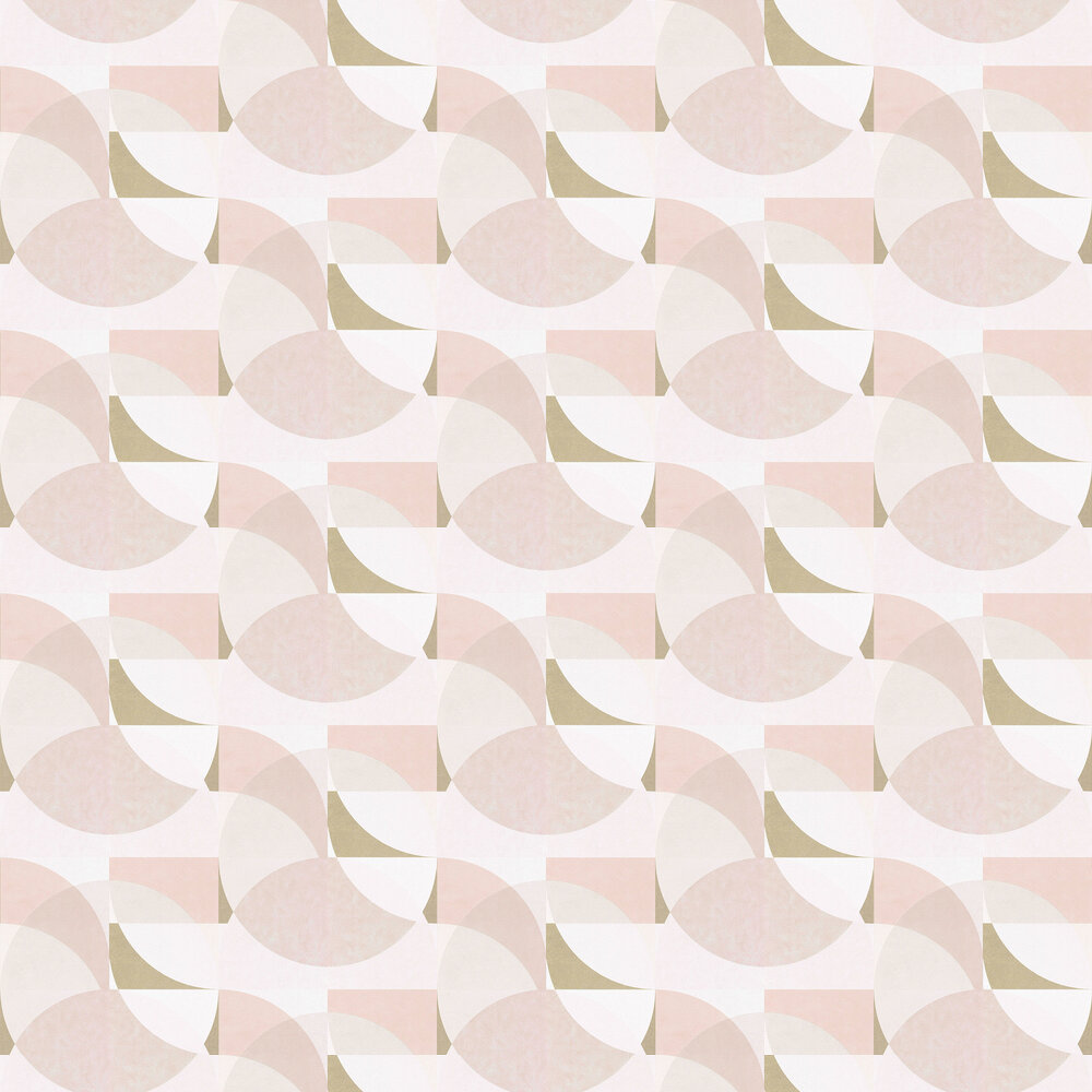 Geometric Circle Graphic Wallpaper - Blush Pink/ Gold/ Cream - by Elle Decor