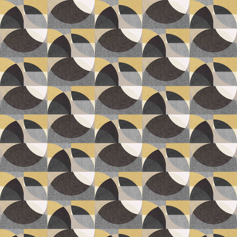 Geometric Circle Graphic Wallpaper - Gold/ Grey/ Cream - by Elle Decor