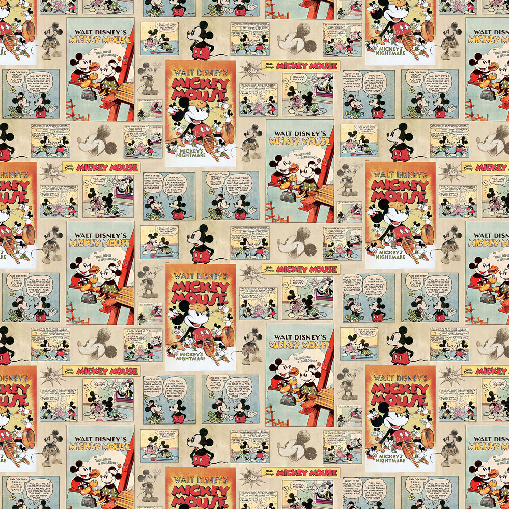 Mickey Vintage Episode Wallpaper - Multi - by Kids @ Home