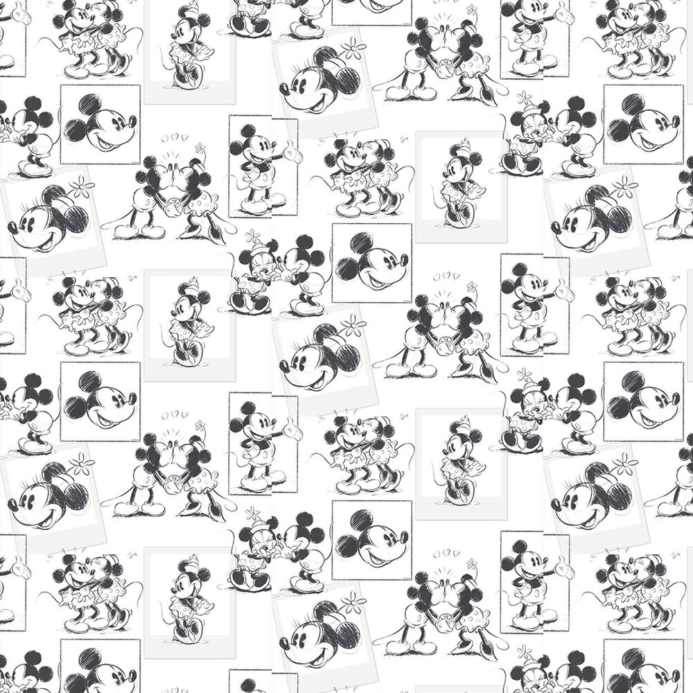 Mickey & Minnie sketch by Kids @ Home - White - Wallpaper : Wallpaper Direct