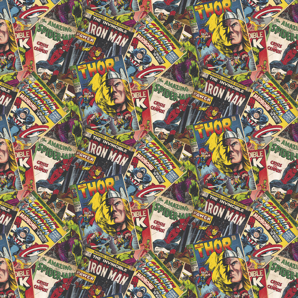 Marvel Cover Story Wallpaper - Multi - by Kids @ Home