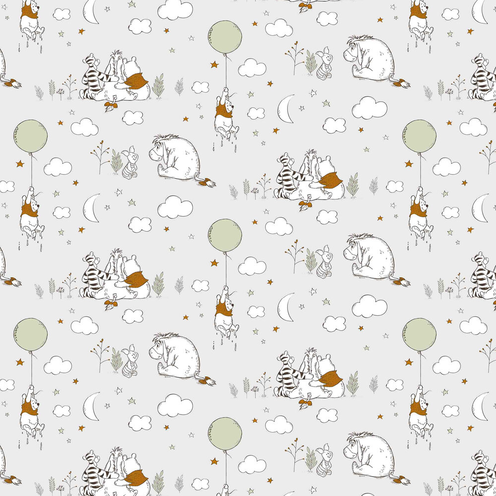 Winnie the Pooh Up, Up & Away Wallpaper - Grey - by Kids @ Home