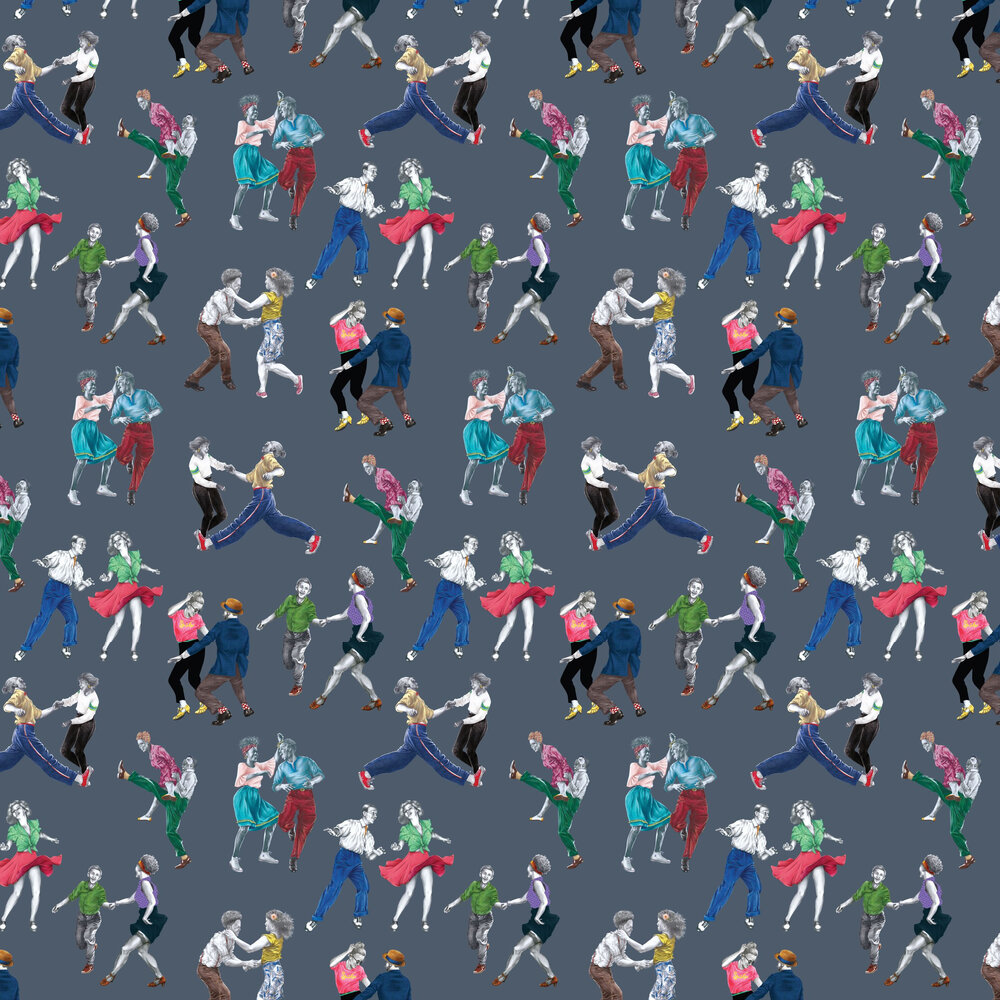 Swing Time Wallpaper - Blue - by Graduate Collection
