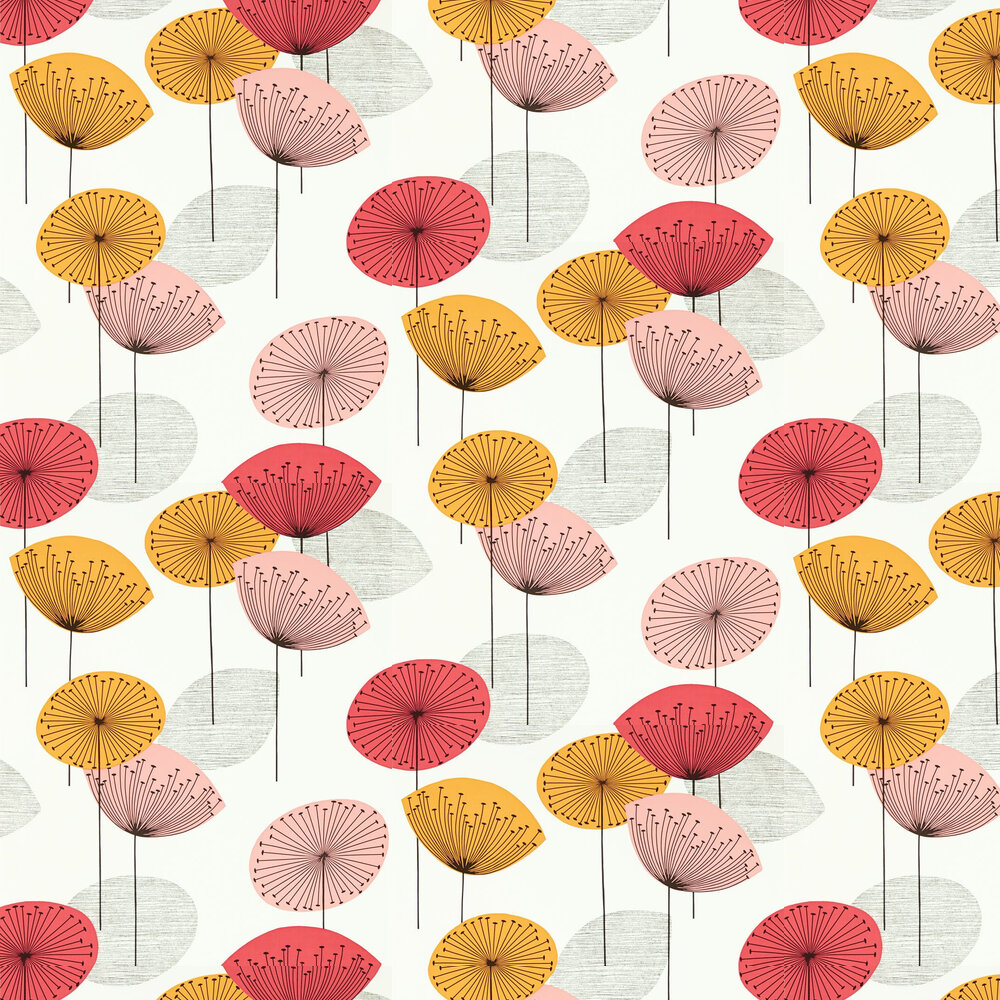 Dandelion Clocks Wallpaper - Coral - by Sanderson