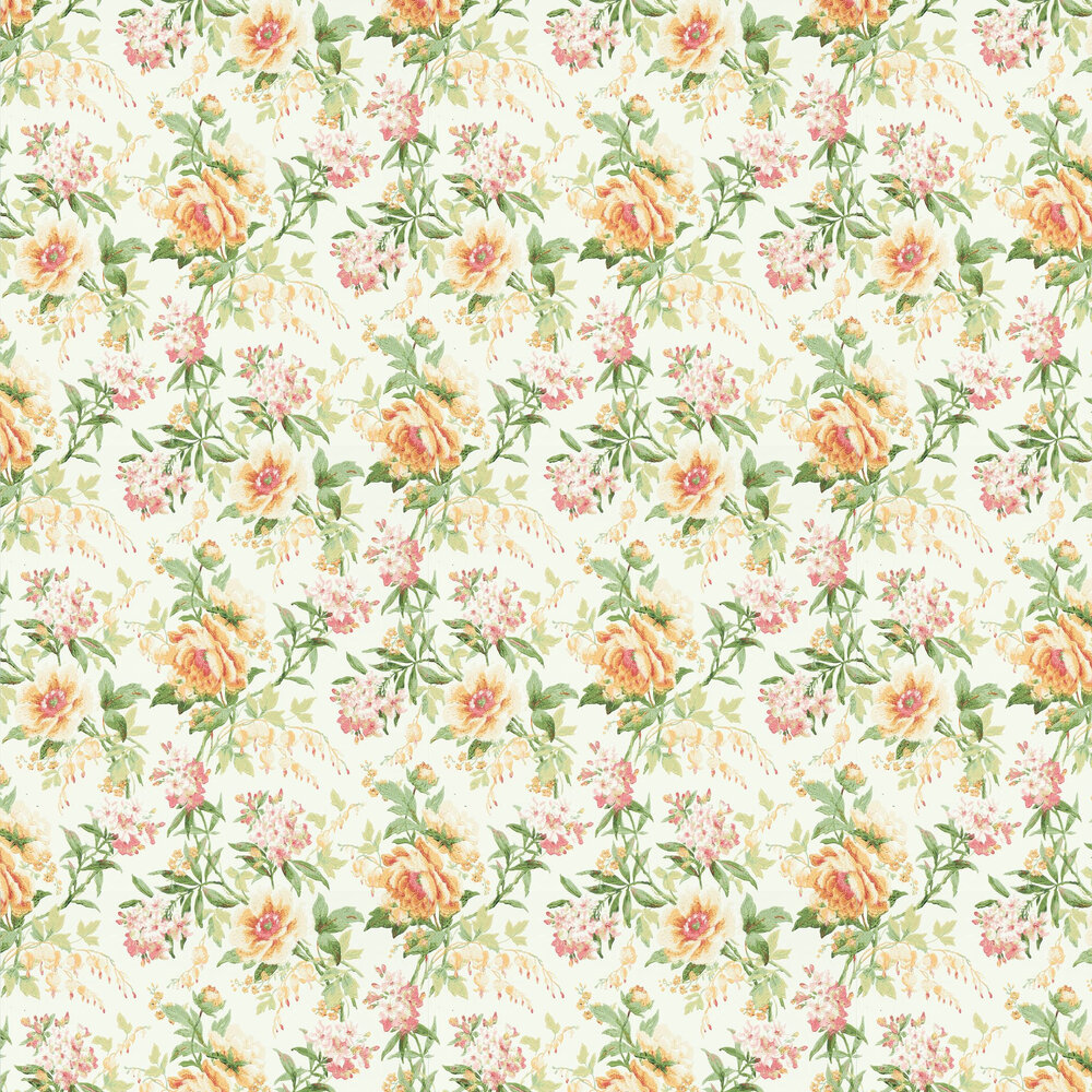 Olivia Wallpaper - Botanical Green / Orange - by Sanderson