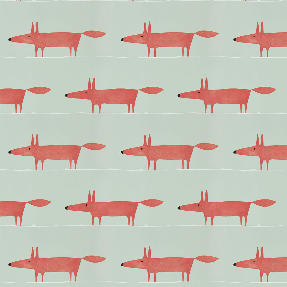 Mr Fox Wallpaper - Sage/Poppy - by Scion