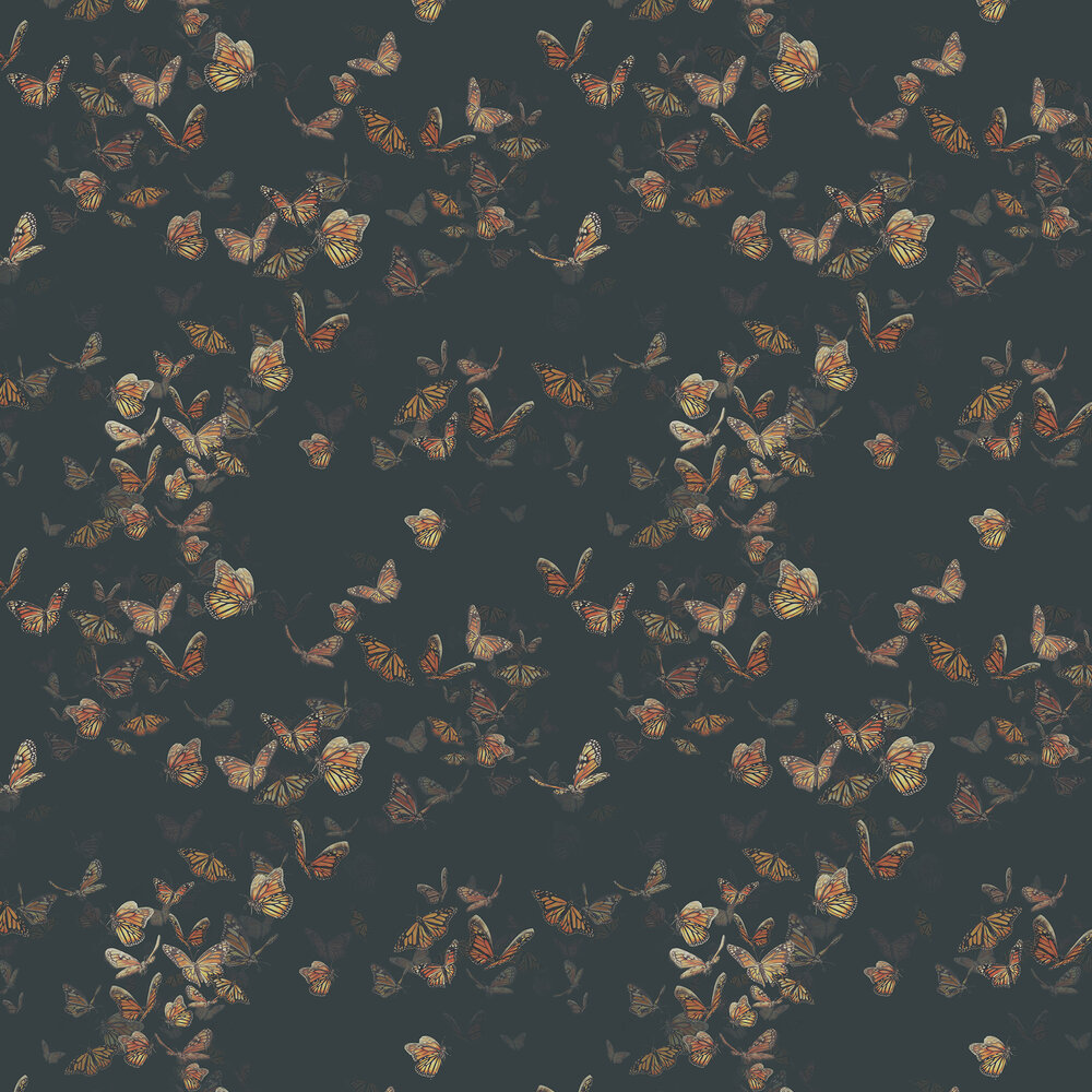 Flight of Monarchs Wallpaper - Slate - by Isabelle Boxall