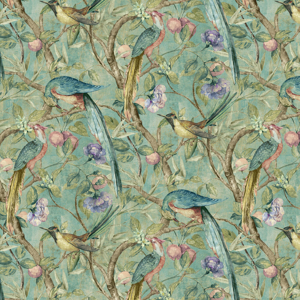 Orangerie Wallpaper - Teal - by Sidney Paul & Co