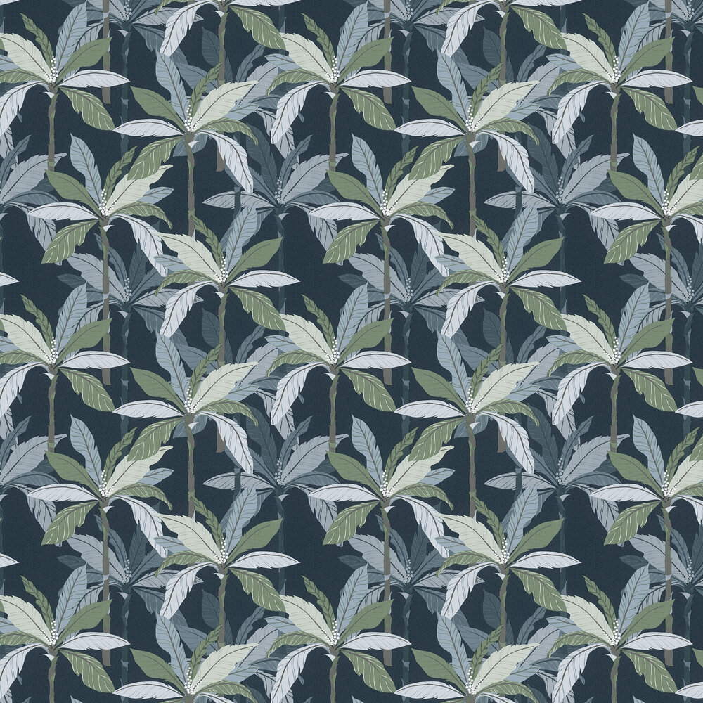 Palm Wallpaper - Navy - by Albany