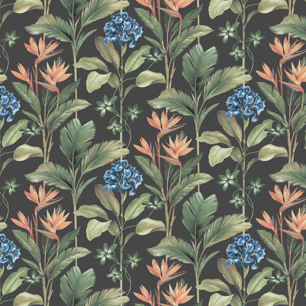 Oliana Floral Wallpaper - Charcoal - by Albany