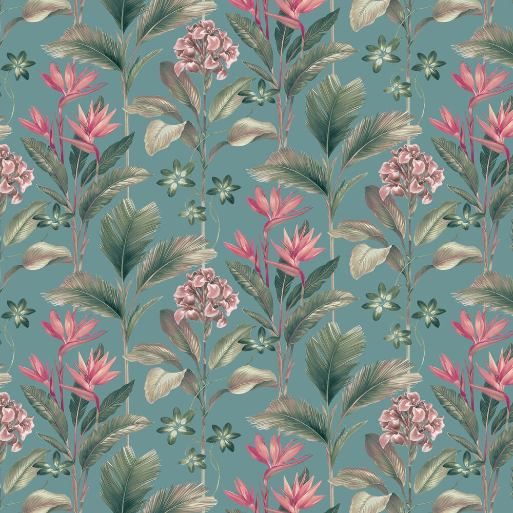 Oliana Floral Wallpaper - Teal - by Albany