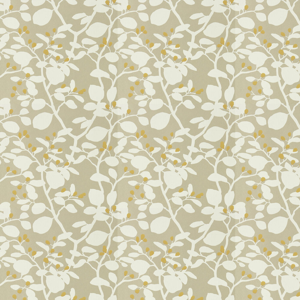 Ardisia Wallpaper - Soft Focus/Oyster/Gold - by Harlequin