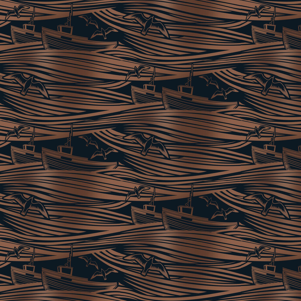 Whitby Wallpaper - Midnight & Copper - by Mini Moderns