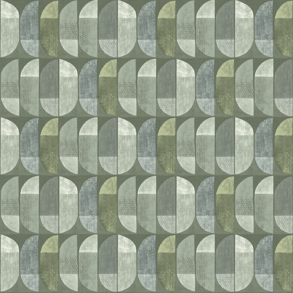 Geometric Motif Wallpaper - Green - by Albany
