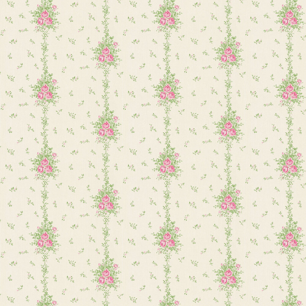 Trailing roses Wallpaper - Pink/green - by Albany