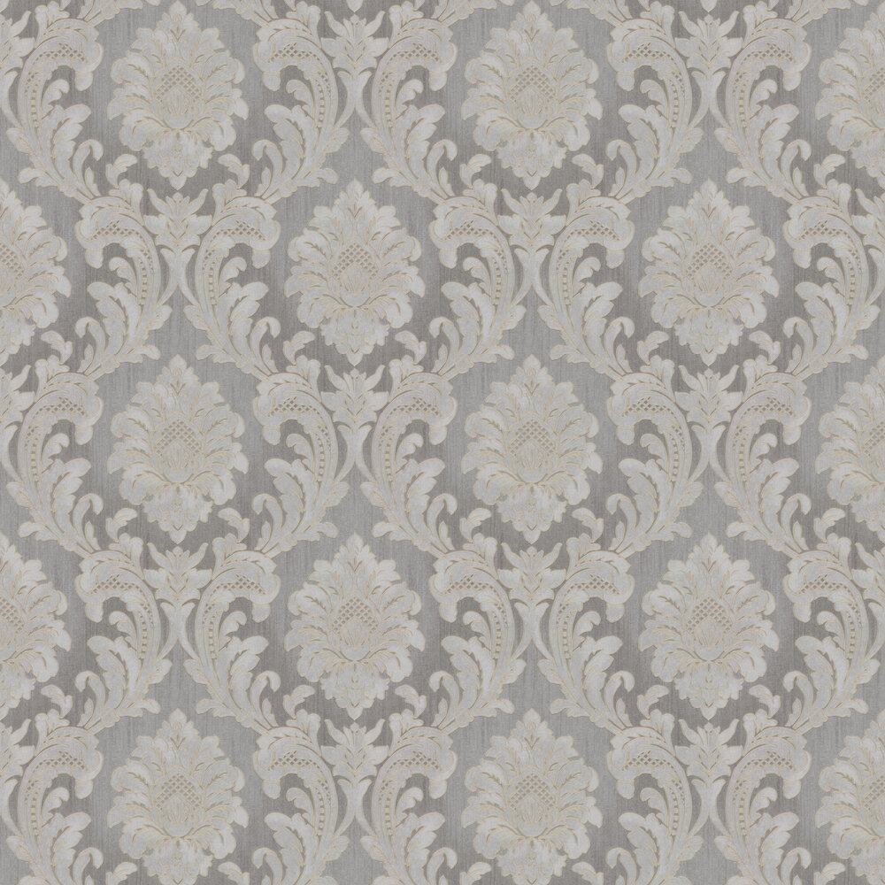 Classic Damask Wallpaper - Grey - by Albany