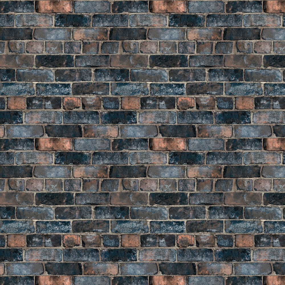 Durham Brick Wallpaper - Navy - by Albany