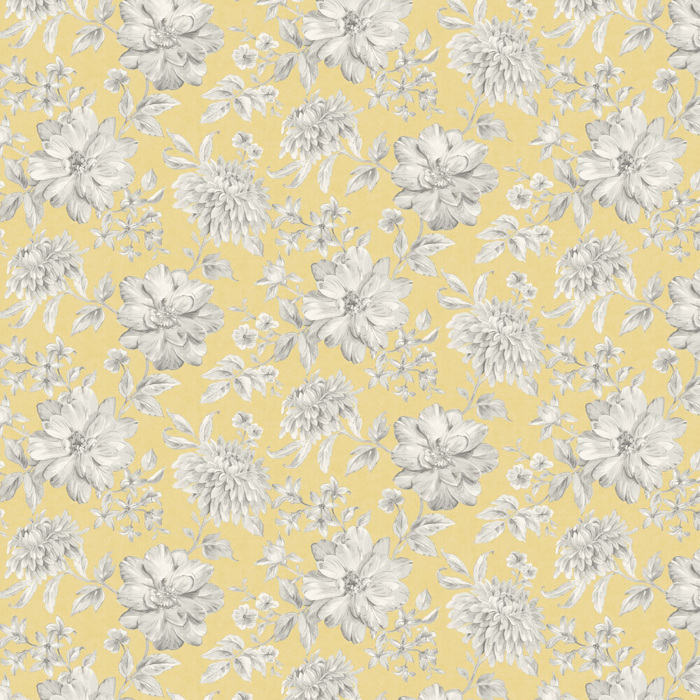 Lucia Floral Wallpaper - Yellow - by Albany