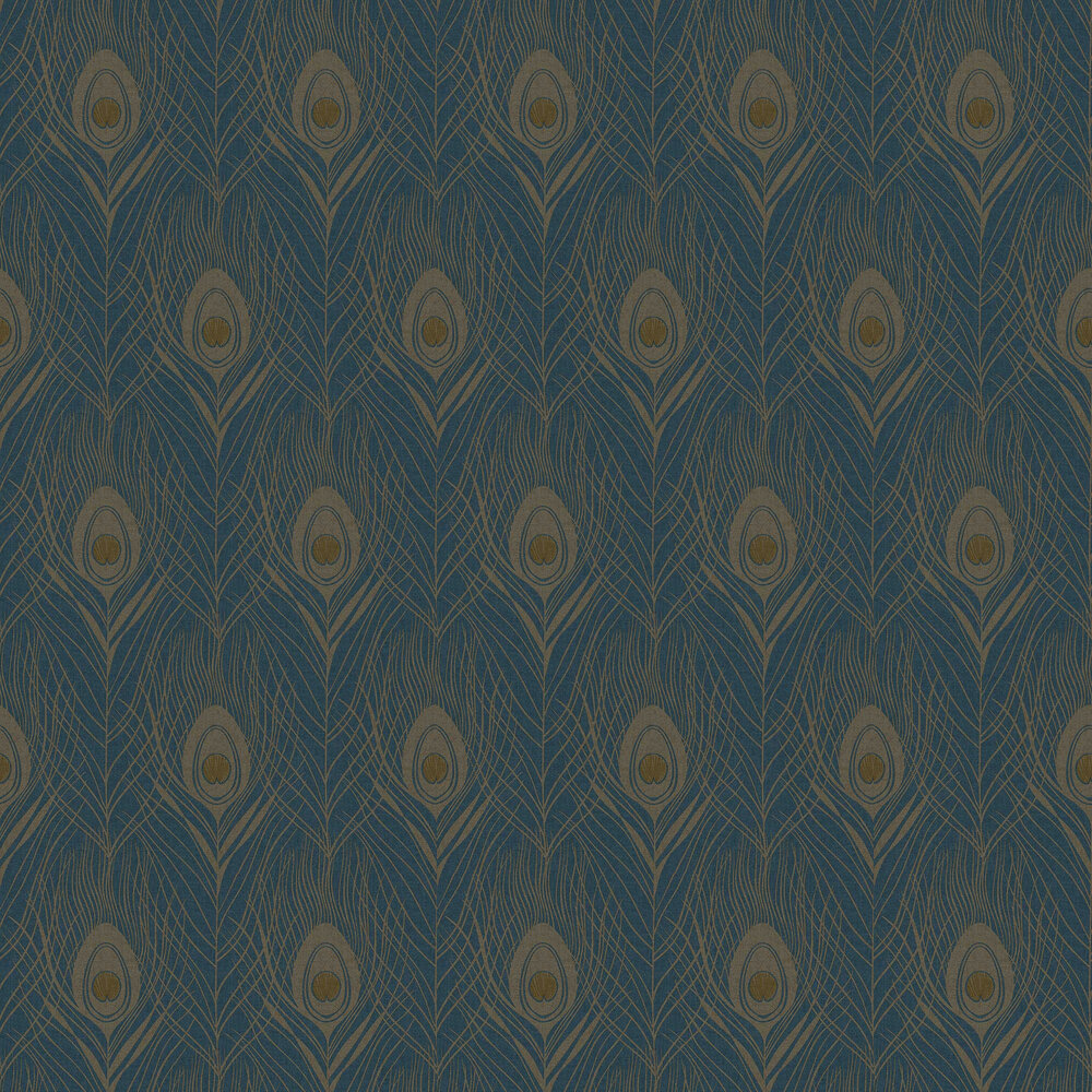 Peacock Feather Wallpaper - Teal Blue - by Galerie