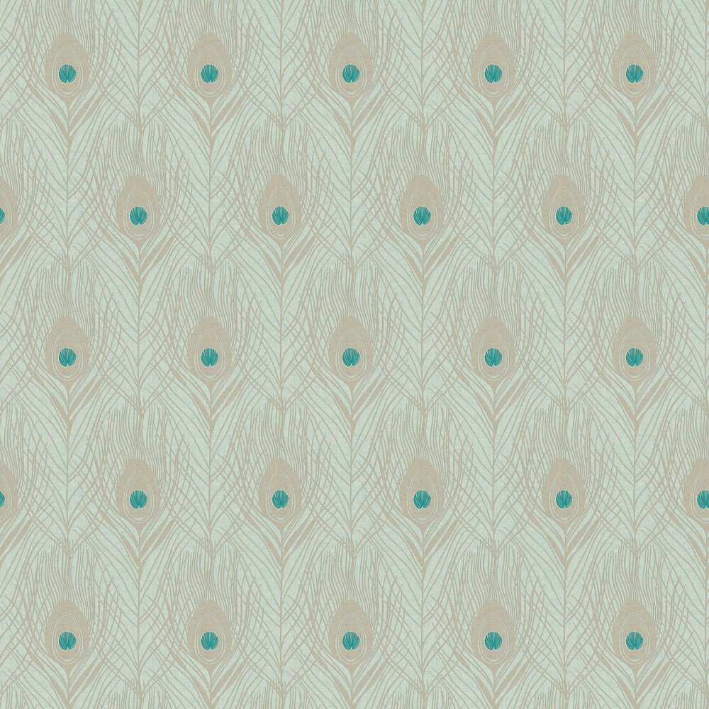 Peacock Feather Wallpaper - Duck Egg - by Galerie