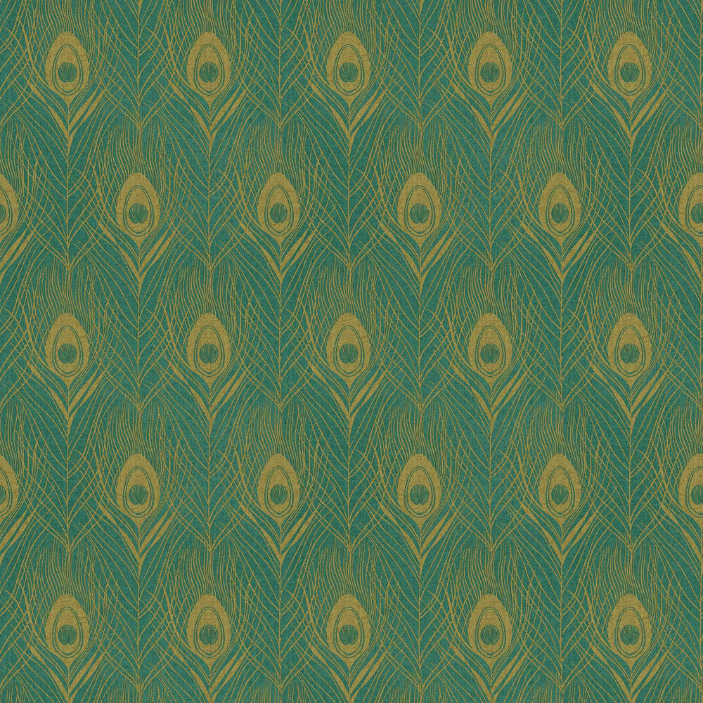 Peacock Feather Wallpaper - Green - by Galerie