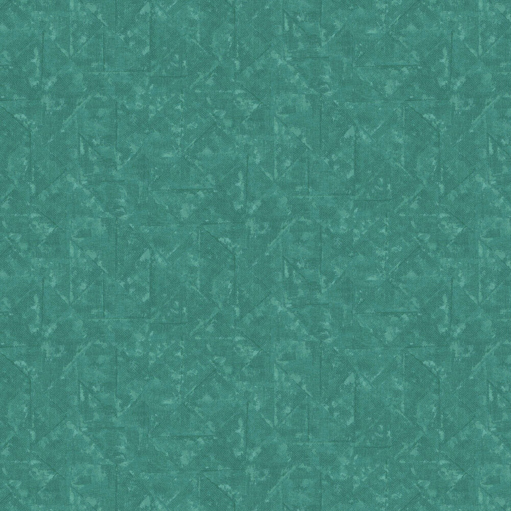 Distressed Geometric Wallpaper - Teal Blue - by Galerie