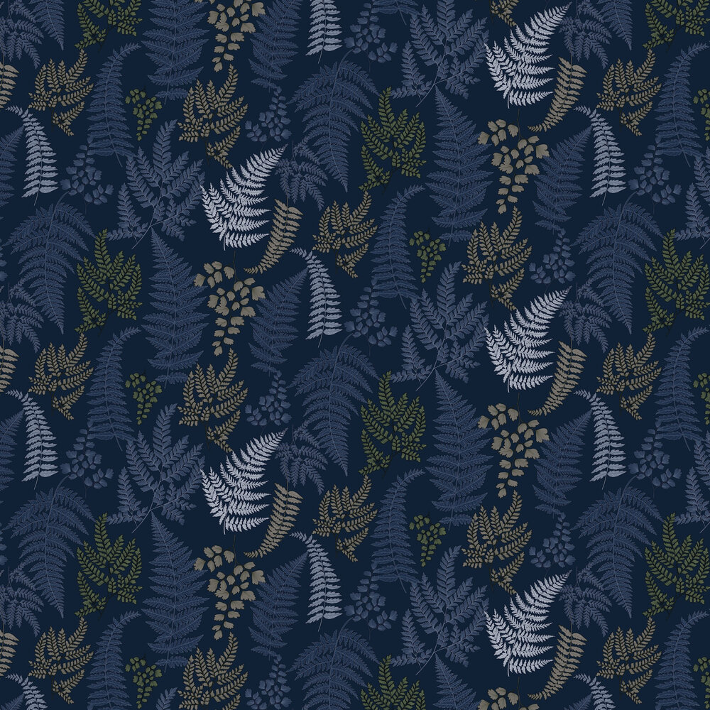 Botanical Fern Wallpaper - Navy / Grey - by Arthouse