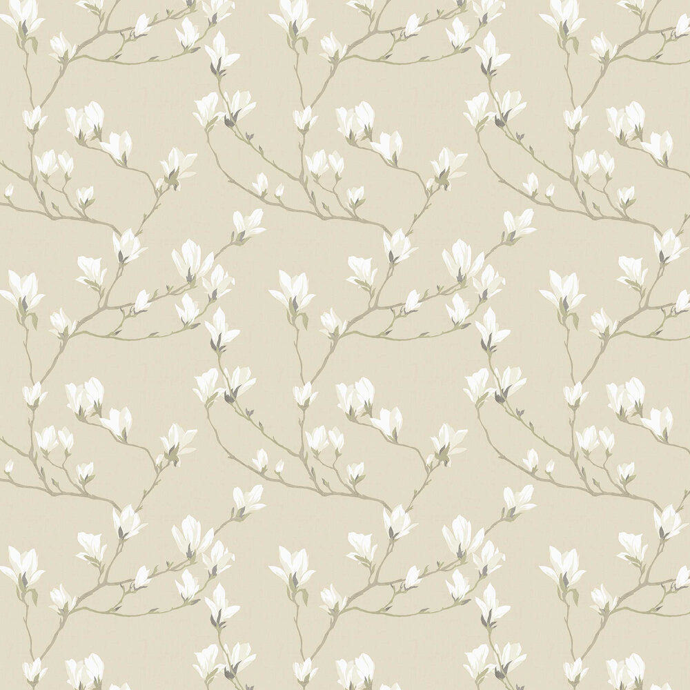 Magnolia Grove Wallpaper - Natural - by Laura Ashley