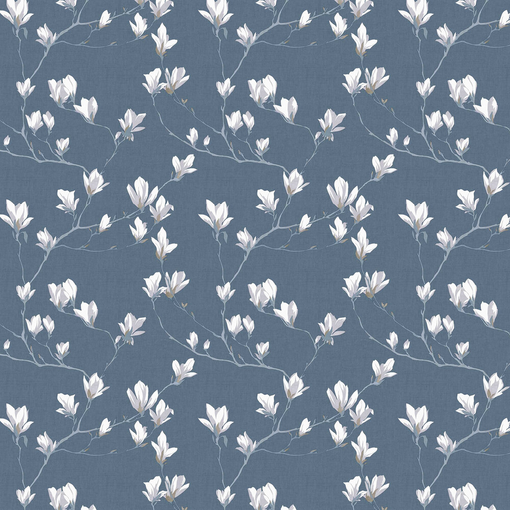 Magnolia Grove Wallpaper - Dusky Seaspray - by Laura Ashley