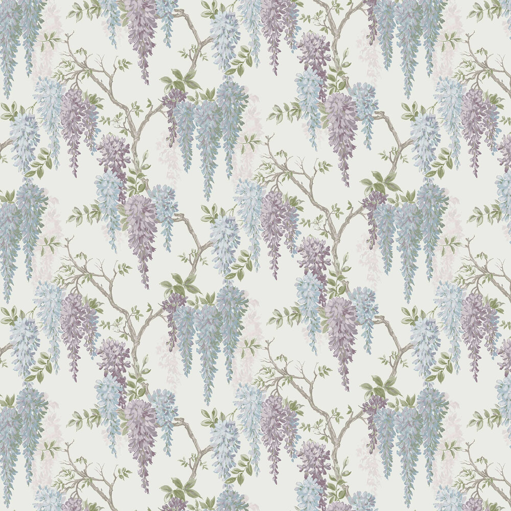 Wisteria Garden Wallpaper - Pale Iris - by Laura Ashley