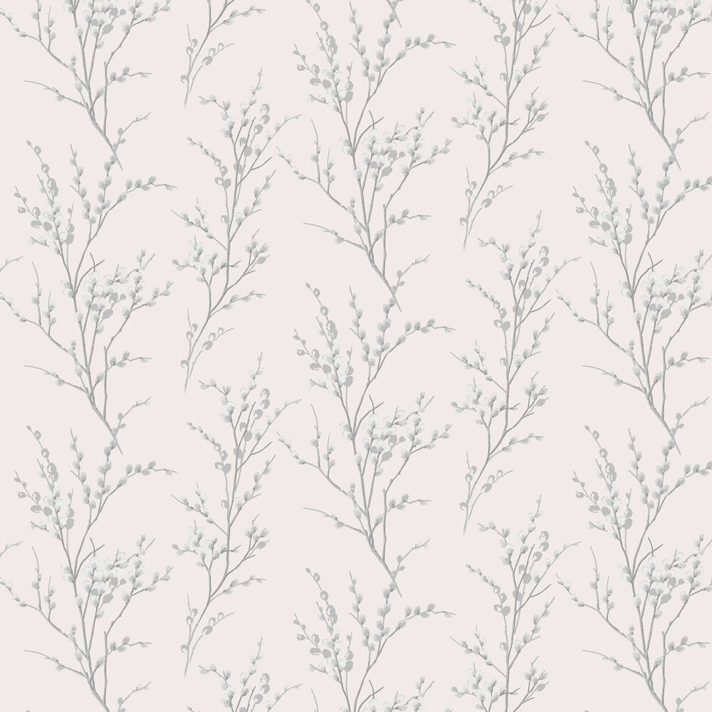 Pussy Willow Wallpaper - Off White / Steel - by Laura Ashley