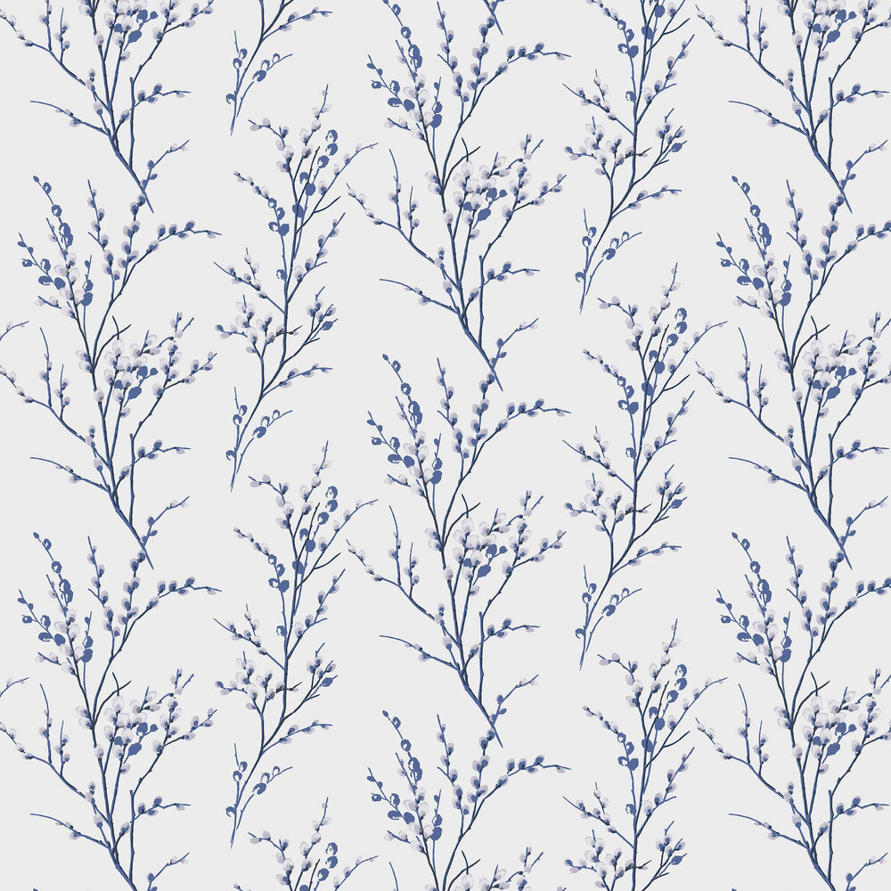 Pussy Willow Wallpaper - Off White / MIdnight - by Laura Ashley