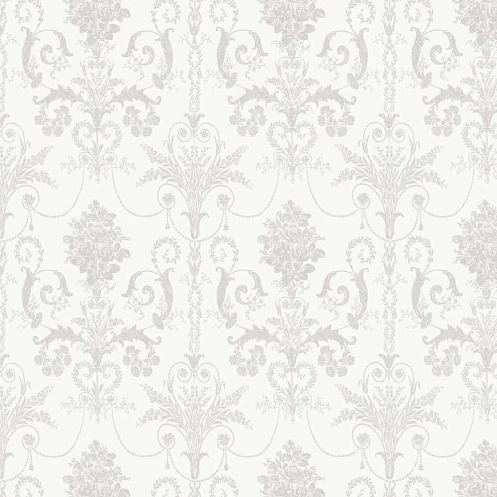 Josette Wallpaper - Dove Grey / White - by Laura Ashley